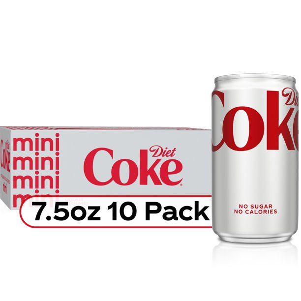Diet Coke Mini Soda Pop Soft Drink, 7.5 fl oz, 10 Pack Cans | Walmart (US)