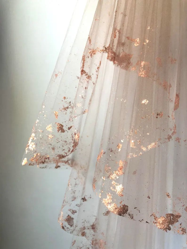 ROSE GOLD Metallic Flaked Bridal Veil  Hera by Cleo and | Etsy | Etsy (US)