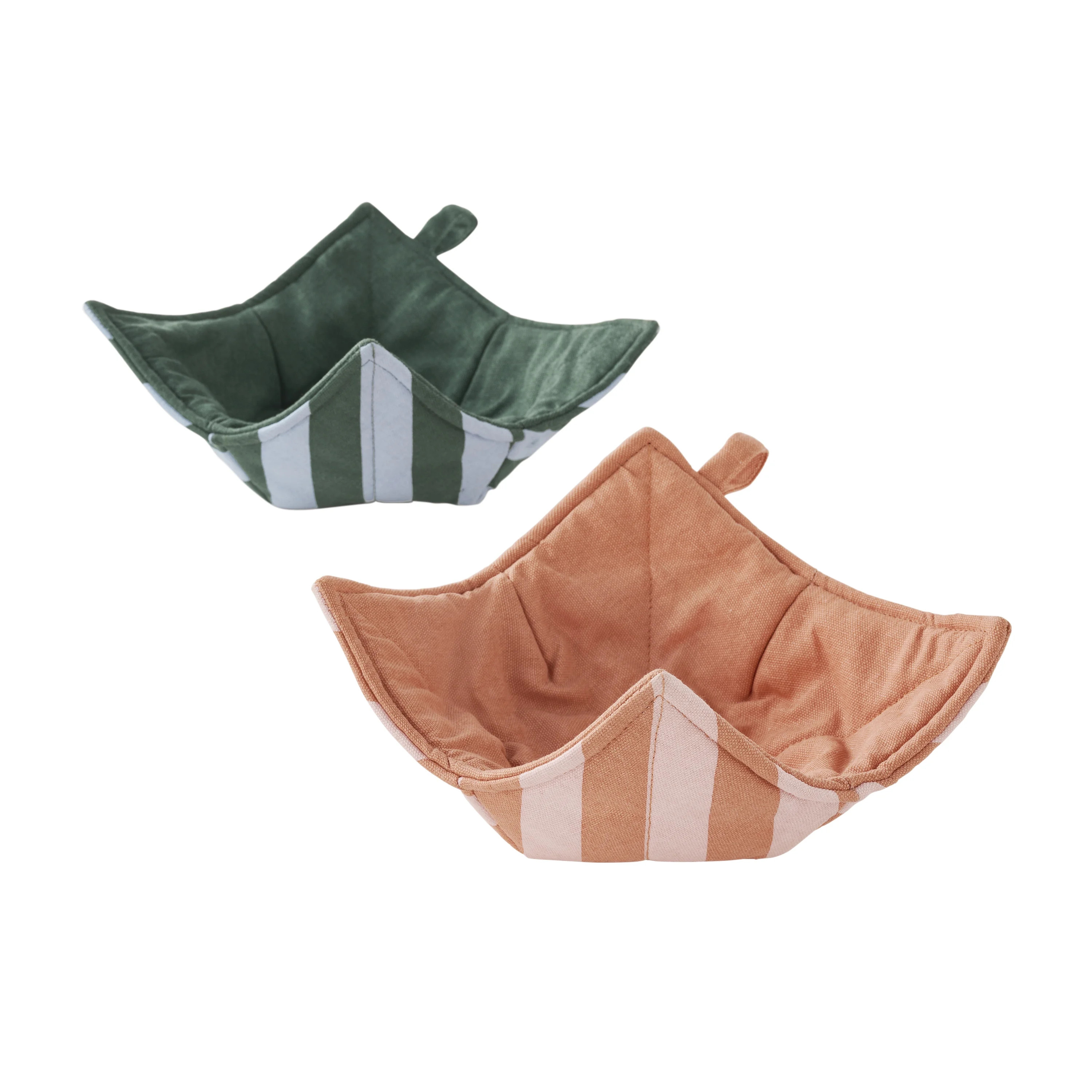 Beautiful Stripe Bowl Holders Reversible Solid and Striped Pink Rosé & Thyme Blue, 2 Pack | Walmart (US)