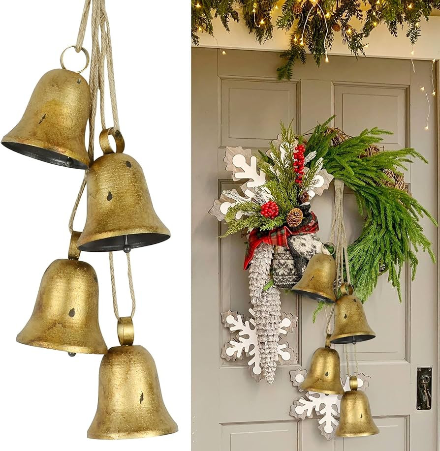 Christmas Decor Cow Bell Door Decor Gold Bell Bells for Christmas Tree Decorative Bells Christams... | Amazon (US)