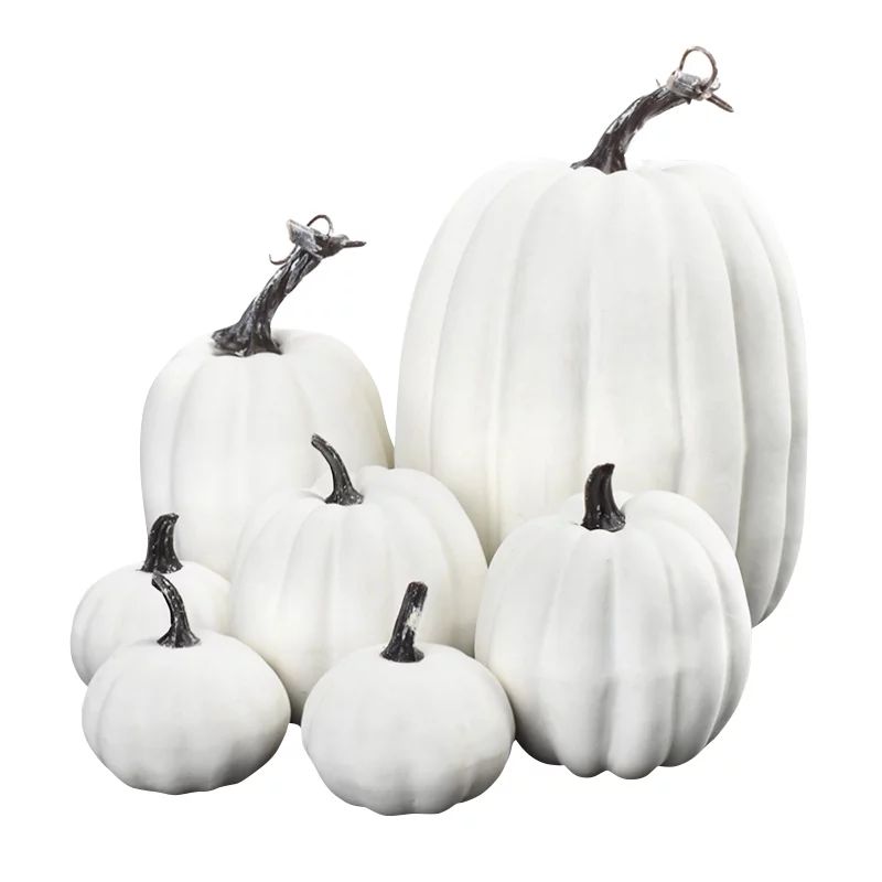 7PCS Artificial Pumpkins Decoration Harvest Fall Pumpkins Fake Foam Pumpkins for Fall Autumn Deco... | Walmart (US)