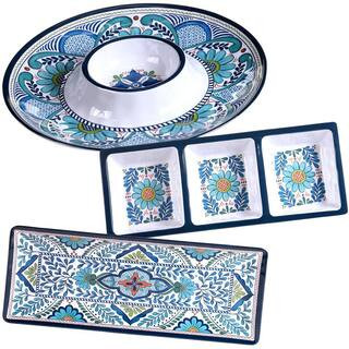 Certified International Talavera 3-Piece Blue Hostess Set TAL3PC - The Home Depot | The Home Depot