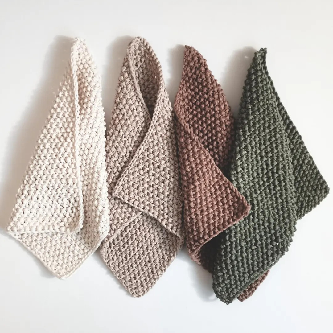 Washcloth Cotton Knit Dish Cloth Rustic Farmhouse Kitchen Decor Cottagecore Zero Waste Bath Acces... | Etsy (US)