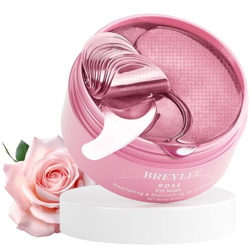 BREYLEE Rose Eye Mask– 60 Pcs - Eye Treatment Mask, Under Eye Bags Treatment, Under Eye Masks for Puffy Eyes, Anti-Aging,Anti-Wrinkle and Fine Lines, Under eye Dark Circles | Amazon (US)