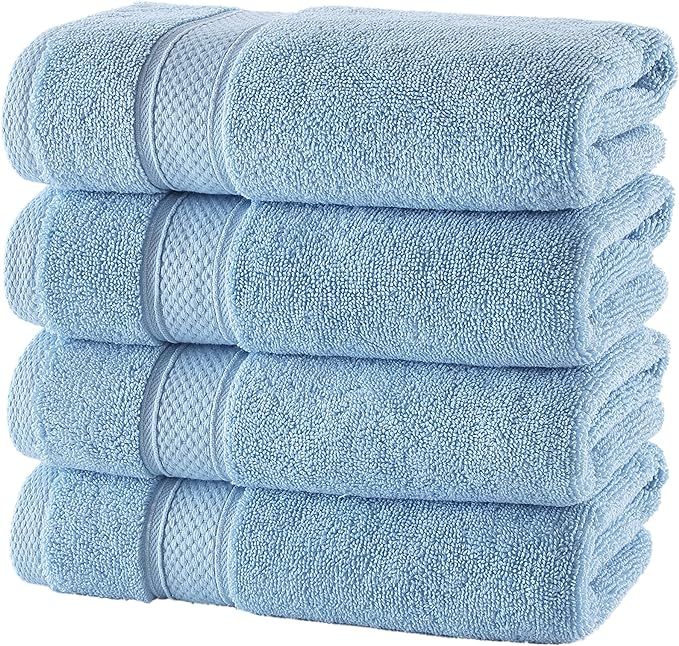 Nova Luxury Linen - Hotel Quality Turkish Towel Set for Bathroom (4 Pcs Hand Towel Set, Sky Blue) | Amazon (US)