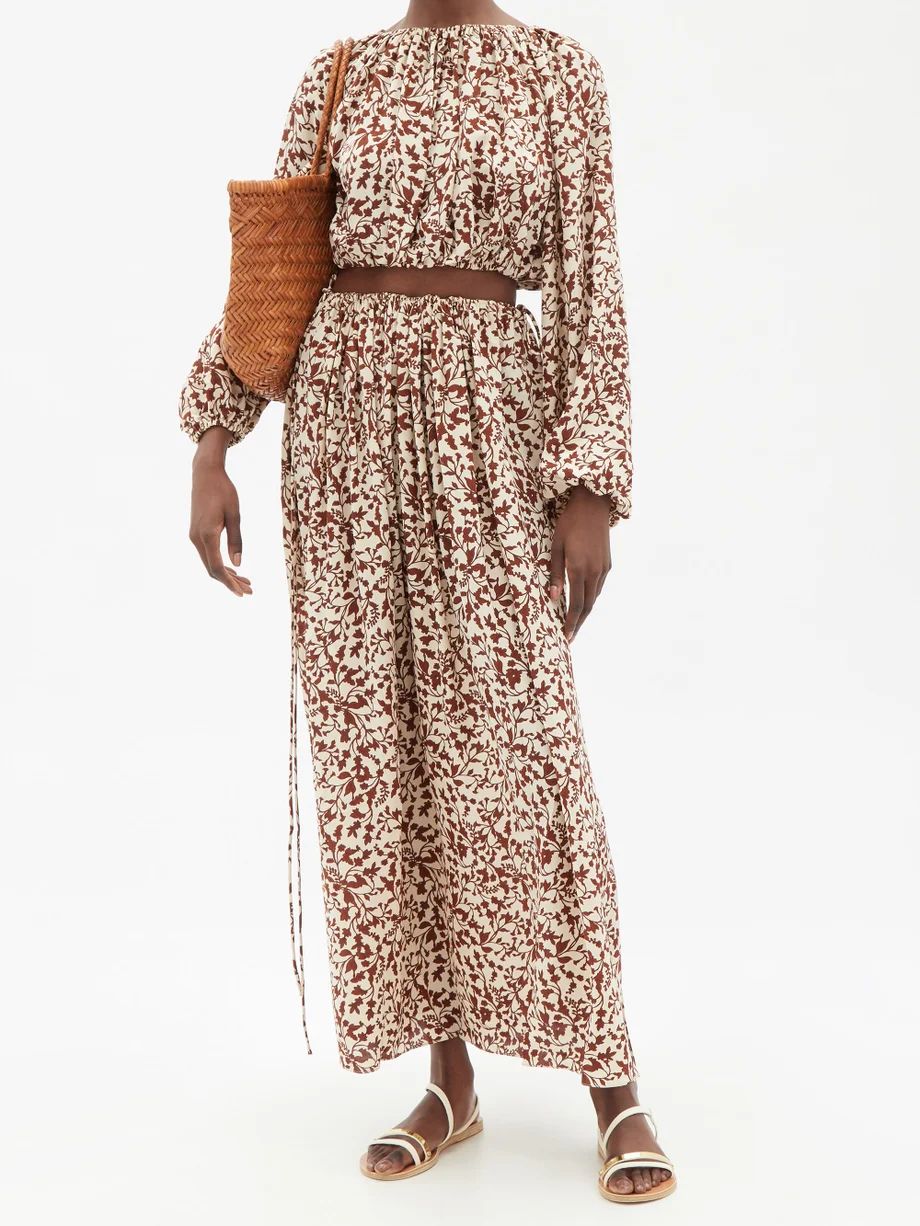 Floral-print silk-crepe maxi skirt | Matteau | Matches (UK)