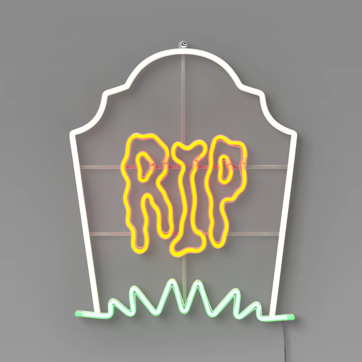 LED Tombstone "RIP" Flashing Neon Sign with Frame Halloween Silhouette Lights White/Orange/Green/... | Target