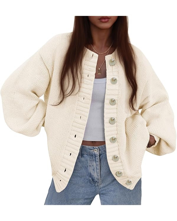 PRETTYGARDEN Women's 2025 Winter Cardigan Sweaters Trendy Chunky Knit Long Sleeve Button Up Casua... | Amazon (US)