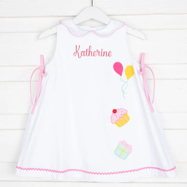 Birthday Applique Collared Dress White | Classic Whimsy