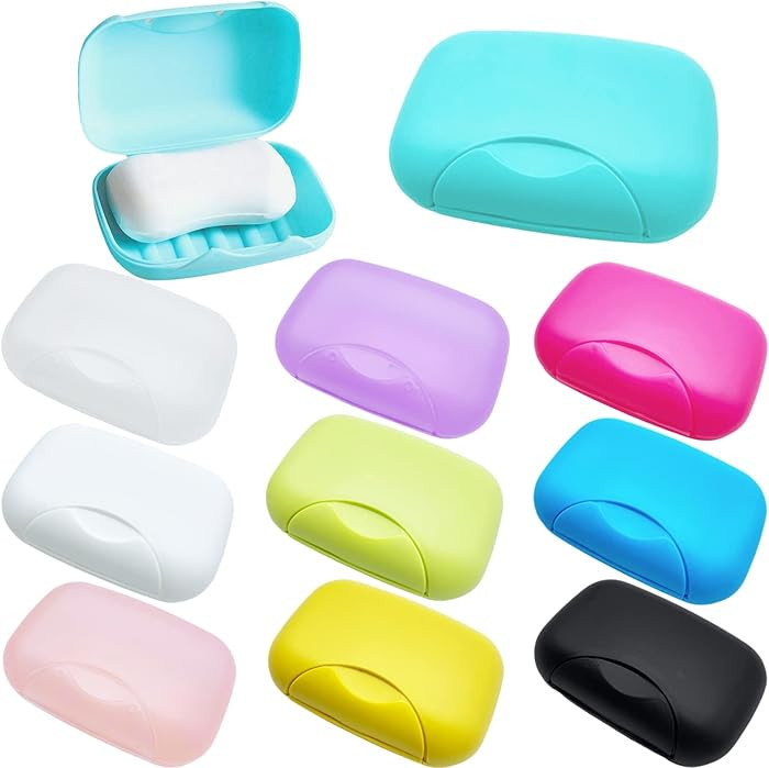 10 PCS Soap Box Holder,Plastic Travel Soap Dish,Portable Leak Proof Soap Case Container for Bathr... | Amazon (US)