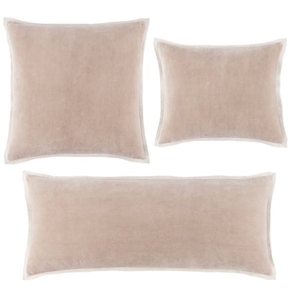 Gehry Velvet/Linen Stone Decorative Pillow | Annie Selke
