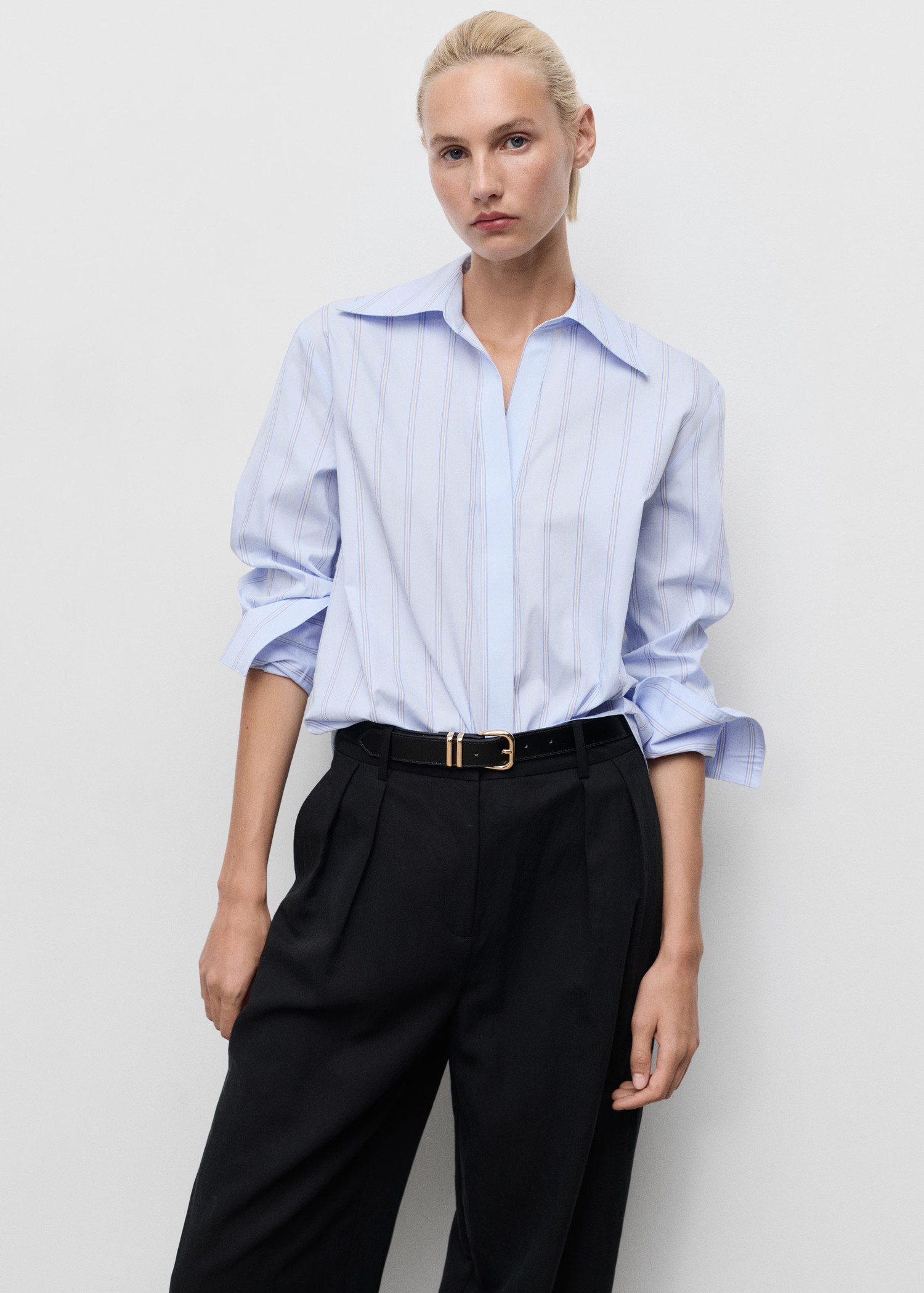 Lapels striped shirt - Women | MANGO USA | Mango (US/MX/AU)