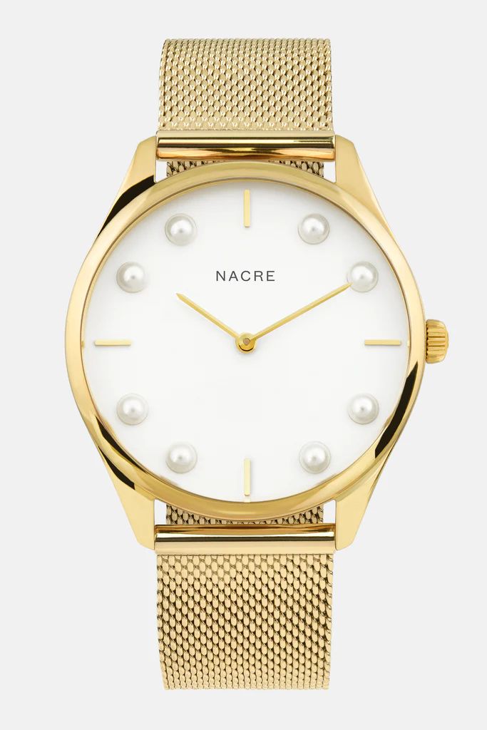 Lune 8 - Gold and White - Gold Mesh | Nacre, LLC