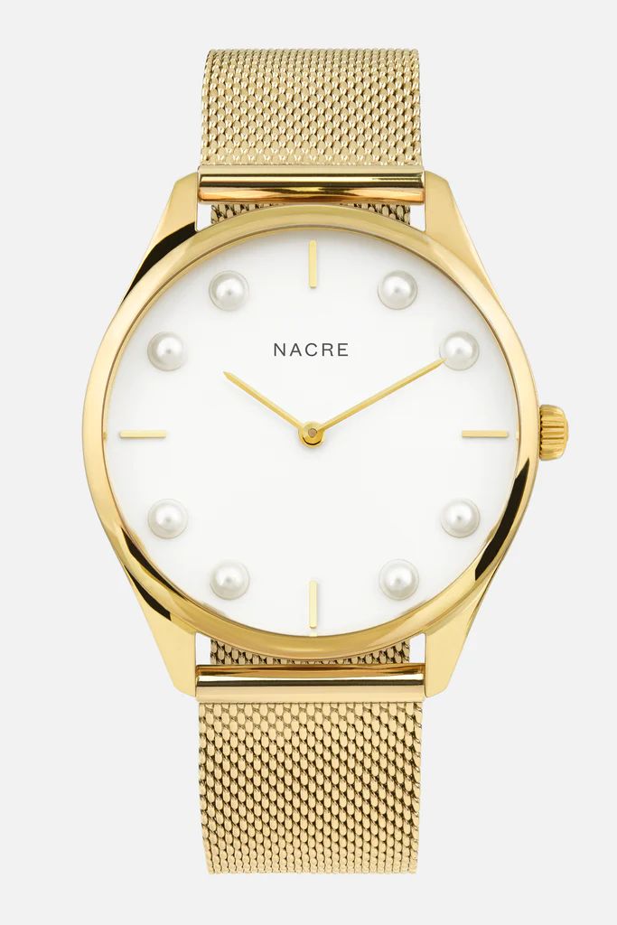 Lune 8 - Gold and White - Gold Mesh | Nacre, LLC