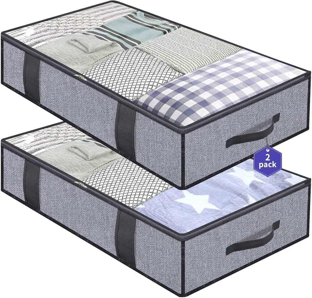 Onlyeasy Foldable Underbed Bags - 2 Pack Blankets Clothes Comforters Storage Bag Breathable Zippe... | Amazon (US)