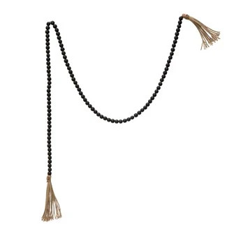 Wood Bead Garland-Distressed Black | Dwell Home Co.