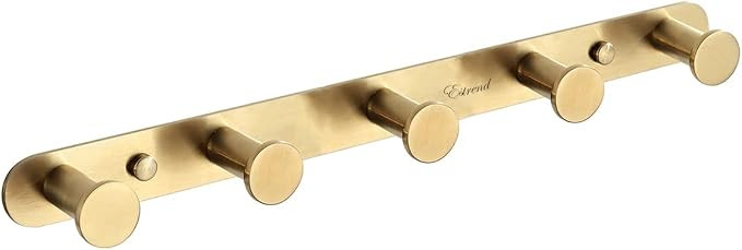 Estrend Brushed Gold Coat Rack Wall Mount Coat Hook Rail Towel Rack with 5 Heavy Duty Hooks for E... | Amazon (US)