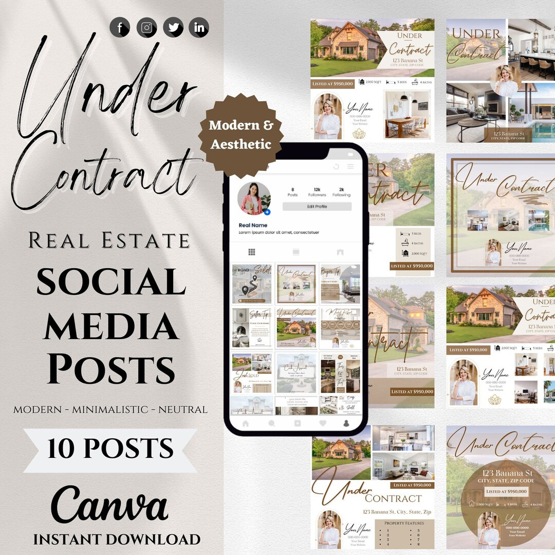 10 Under Contract Social Media Posts | Real Estate Under Contract Instagram Posts | Realtor Marke... | Etsy (US)