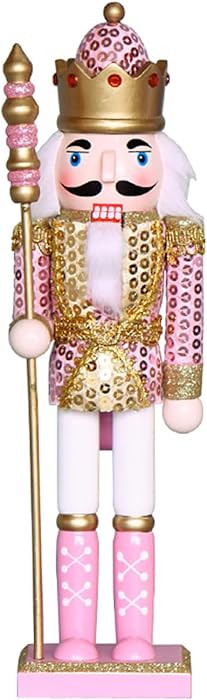Christmas Decoration Walnut Clamps Soldier/King Ornament Figure Puppet Sculpture, 11.8in, Pink Sc... | Amazon (US)