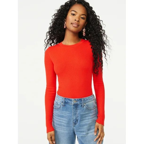 Scoop Women's Long Sleeve Bodysuit Sweater - Walmart.com | Walmart (US)