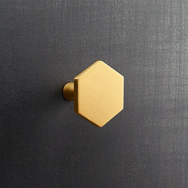 hex brushed brass knob | CB2