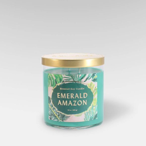 15.1oz Lidded Glass Jar 2-Wick Candle Emerald Amazon - Opalhouse™ | Target