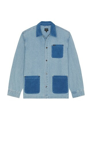 Brixton Herringbone Lightweight Chore Coat in Blue. - size L | Revolve Clothing (Global)