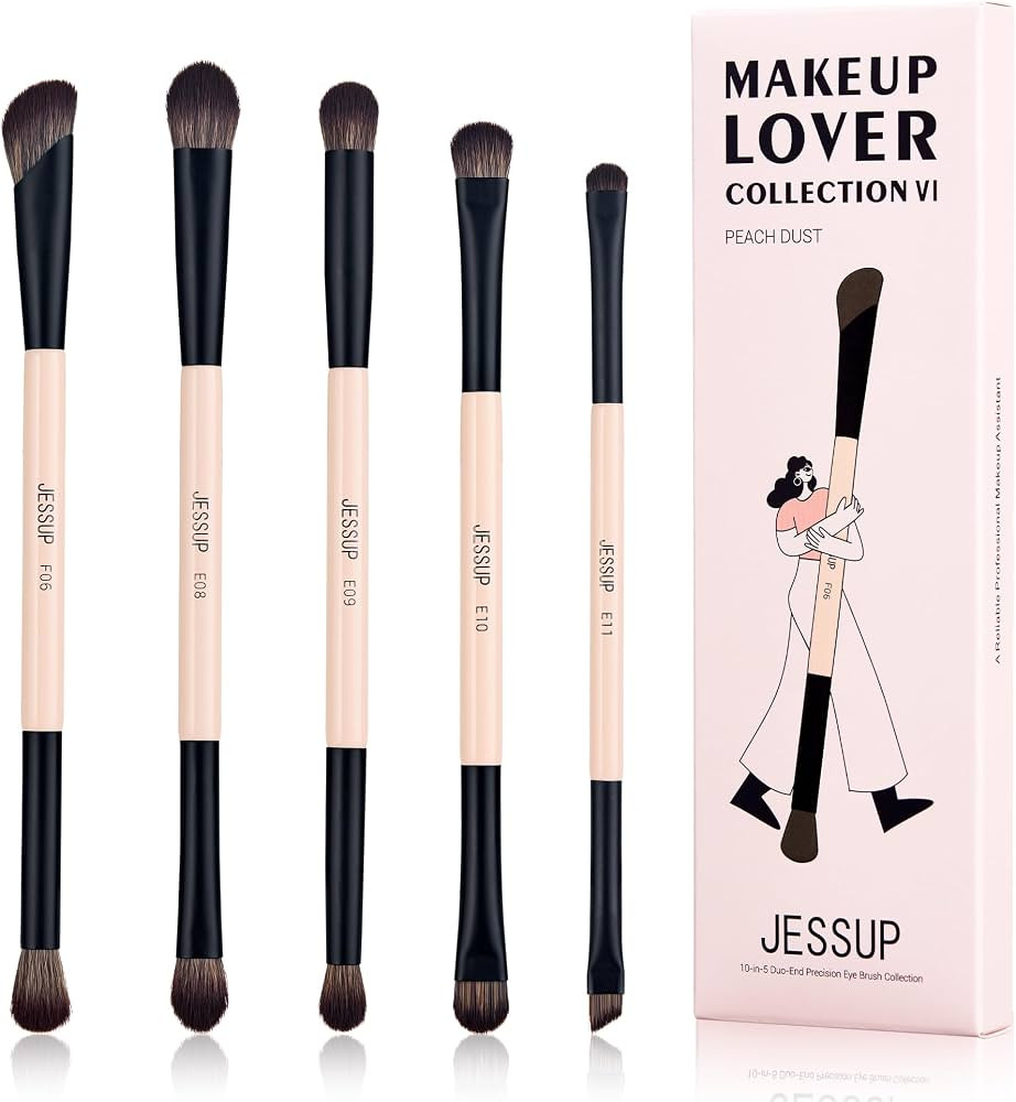 Jessup Makeup Brushes 5pcs Double Ended Eyeshadow Brush Contour Blending Eyeliner Eye Shader Brus... | Amazon (US)
