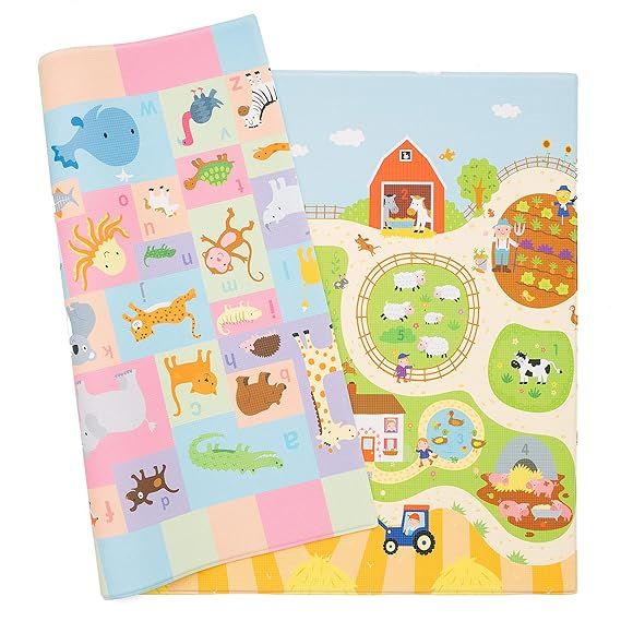 Baby Care Play Mat - Playful Collection (Busy Farm, Large) - Play Mat for Infants – Non-Toxic B... | Amazon (US)