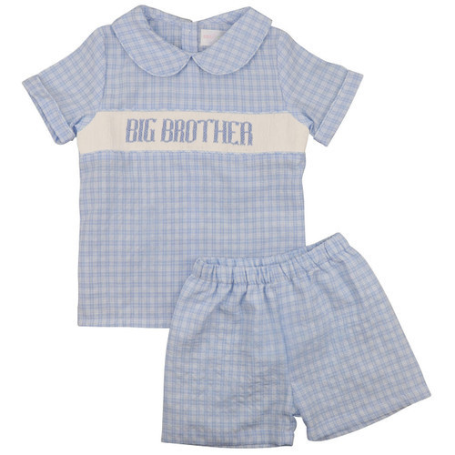 Blue Smocked Big Brother Short Set | Cecil and Lou
