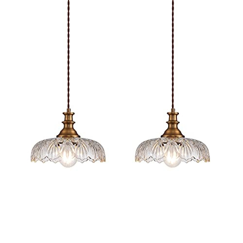 HDDFL Vintage Pendant Lights Fixture Modern Pendant Lighting Fixtures Hanging Lamp for Kitchen Island Bedroom Living Room Hallway 2 Pack | Amazon (US)