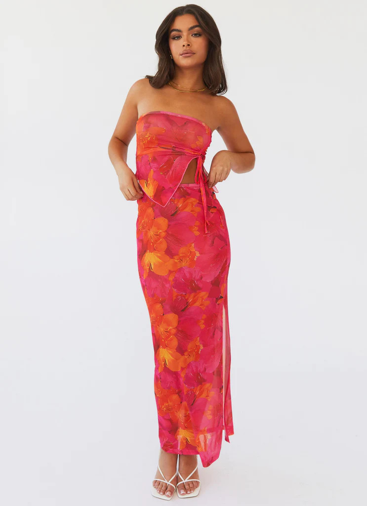 Rooftop Party Mesh Maxi Skirt - Floral Sun | Peppermayo (Global)