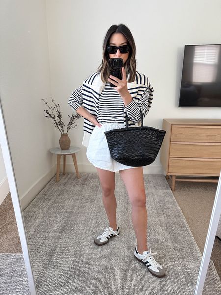 Adidas samba outfits. Linen shorts. Wardrobe staples here. Been wearing these pieces all summer long. 

AYR tee xs
Reformation Shorts xs
Adidas samba 4.5 men’s 
Dragon diffusion tote small 
Minnow swim sweater small. Size up  

Summer outfits, sneakers, petite style, athleisure 



#LTKItBag #LTKShoeCrush #LTKSeasonal