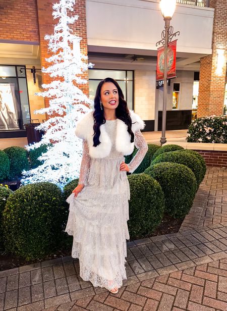 Antonio melani formal gown (small), white fur shawl and Antonio melani silver heels (tts) a perfect formal winter wedding or snow queen look! #founditonamazon 

#LTKGiftGuide #LTKaustralia #LTKHoliday
