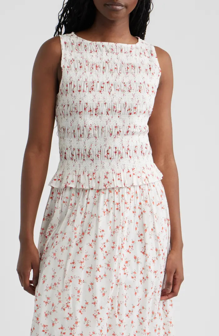 Kane Floral Smocked Cotton Tank | Nordstrom