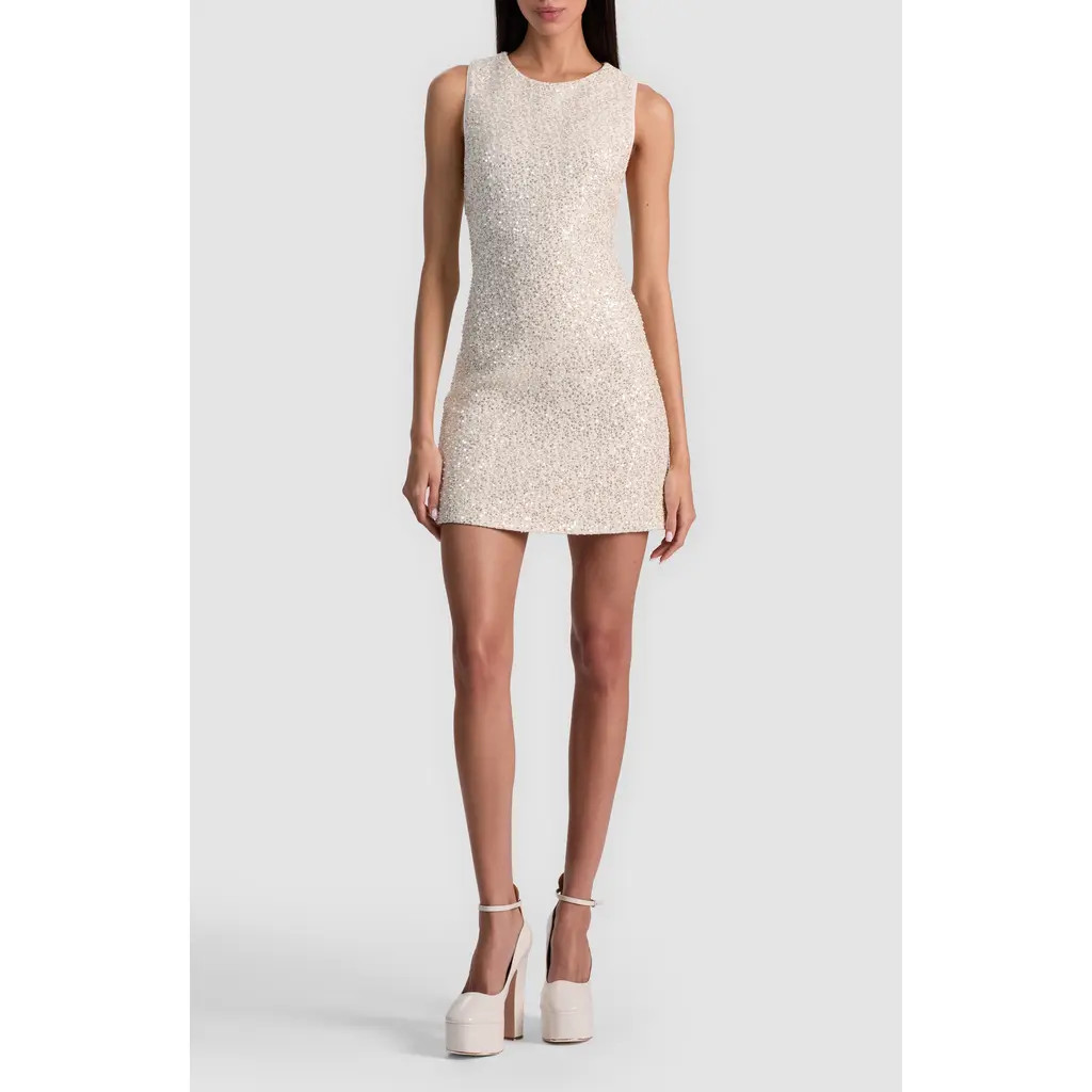 Alice + Olivia Cade Sequin & Bead Embellished Minidress in Off White at Nordstrom Rack, Size 8 | Nordstrom Rack