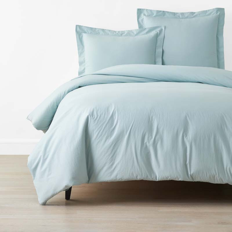Solid Garment Washed Cotton Percale Duvet Cover - Cloud Blue, Full/Queen | The Company Store | The Company Store
