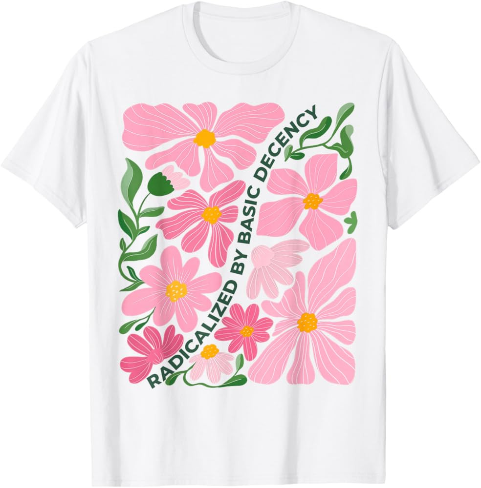 Funny Radicalized by Basic Decency Tee Vintage Floral Womens T-Shirt | Amazon (US)