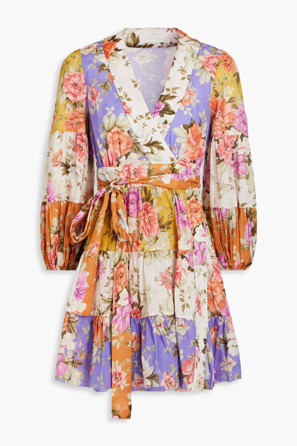 Tiered floral-print cotton-gauze mini wrap dress | The Outnet (US and CA)