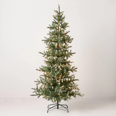 7' Pre-Lit Faux Pine Christmas Tree Clear White Lights - Hearth & Hand™ with Magnolia | Target