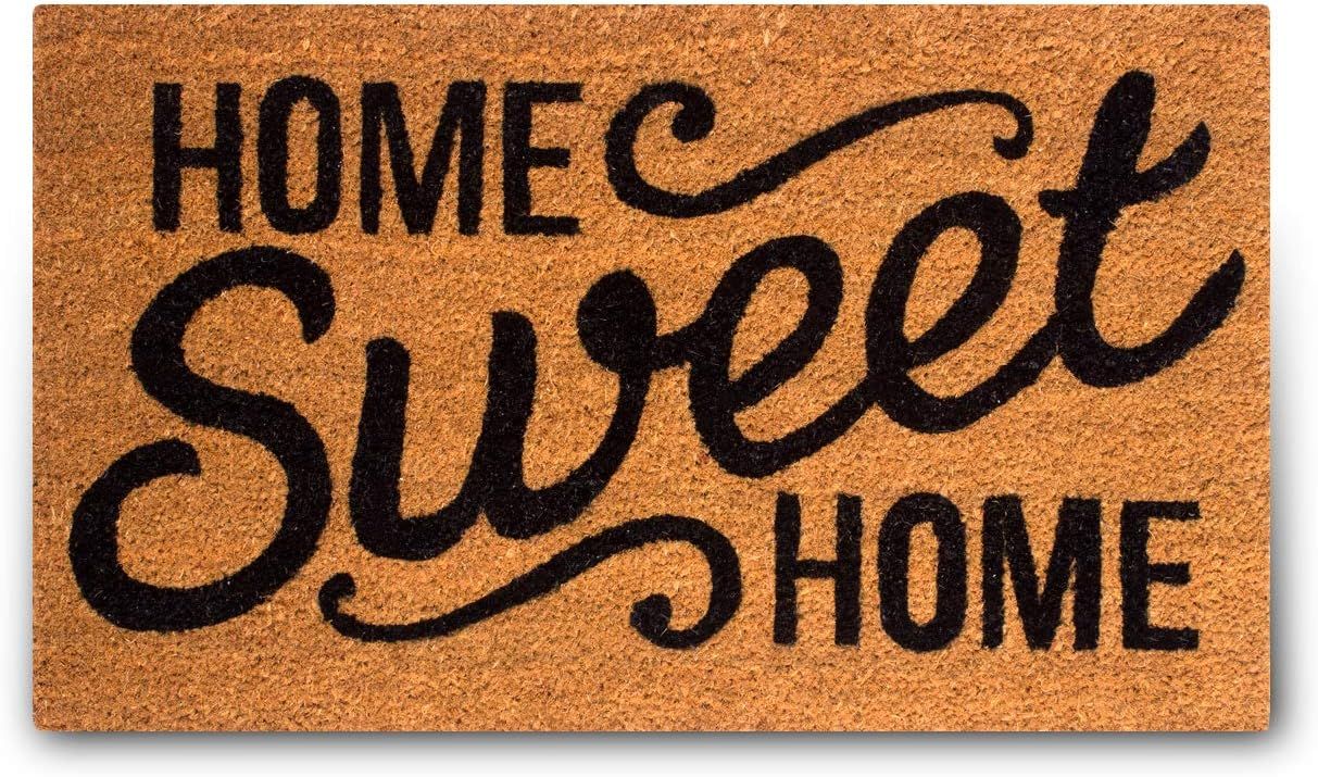 Pure Coco Coir Doormat with Heavy-Duty PVC Backing - Home Sweet Home - Size: 17-Inches x 30-Inche... | Amazon (US)