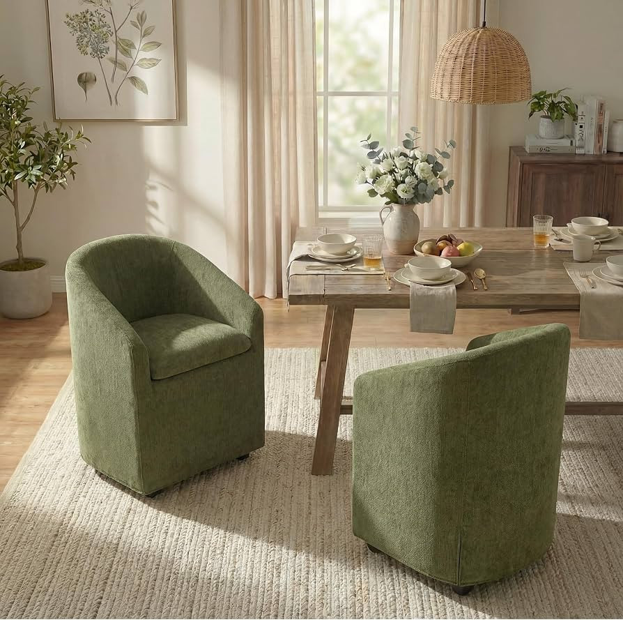 KISLOT Upholstered Dining Chairs with Casters, Washable Cover Modern Dining Room Chairs with Barr... | Amazon (US)