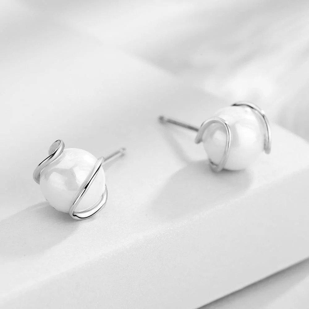14K White Gold over Sterling Silver Cultured Pearl and  Caged Stud Earrings | Walmart (US)