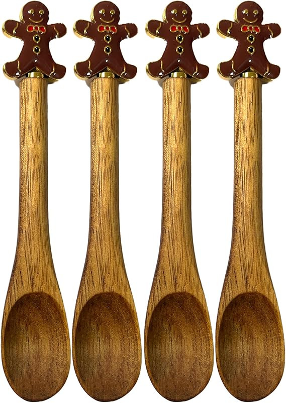 4PCS Christmas Spoons, Small Wooden Spoons for Eating,Christmas Coffee Spoons,Wooden Teaspoon,Sma... | Amazon (US)