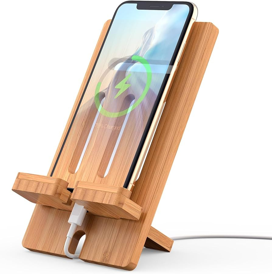 Pezin & Hulin Cell Phone Tablet Stand, Bamboo Wooden Smart Phone Desktop Charging Dock Holder Com... | Amazon (US)