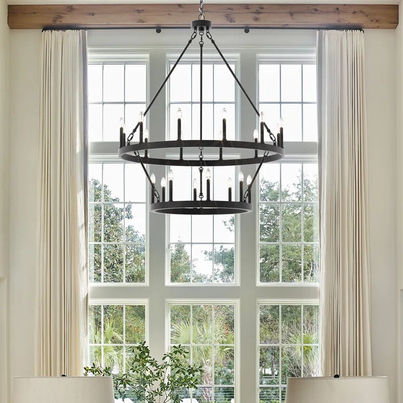 Finchley 20 - Light Candle Style Wagon Wheel Modern Chandelier | Wayfair North America