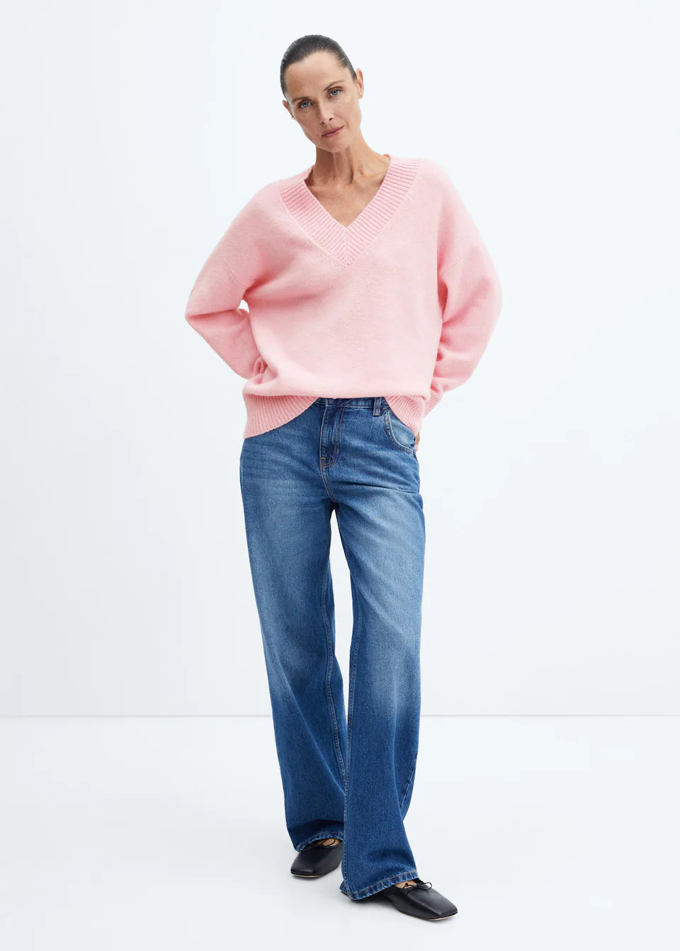 Oversized v-neck sweater -  Women | Mango USA | MANGO (US)