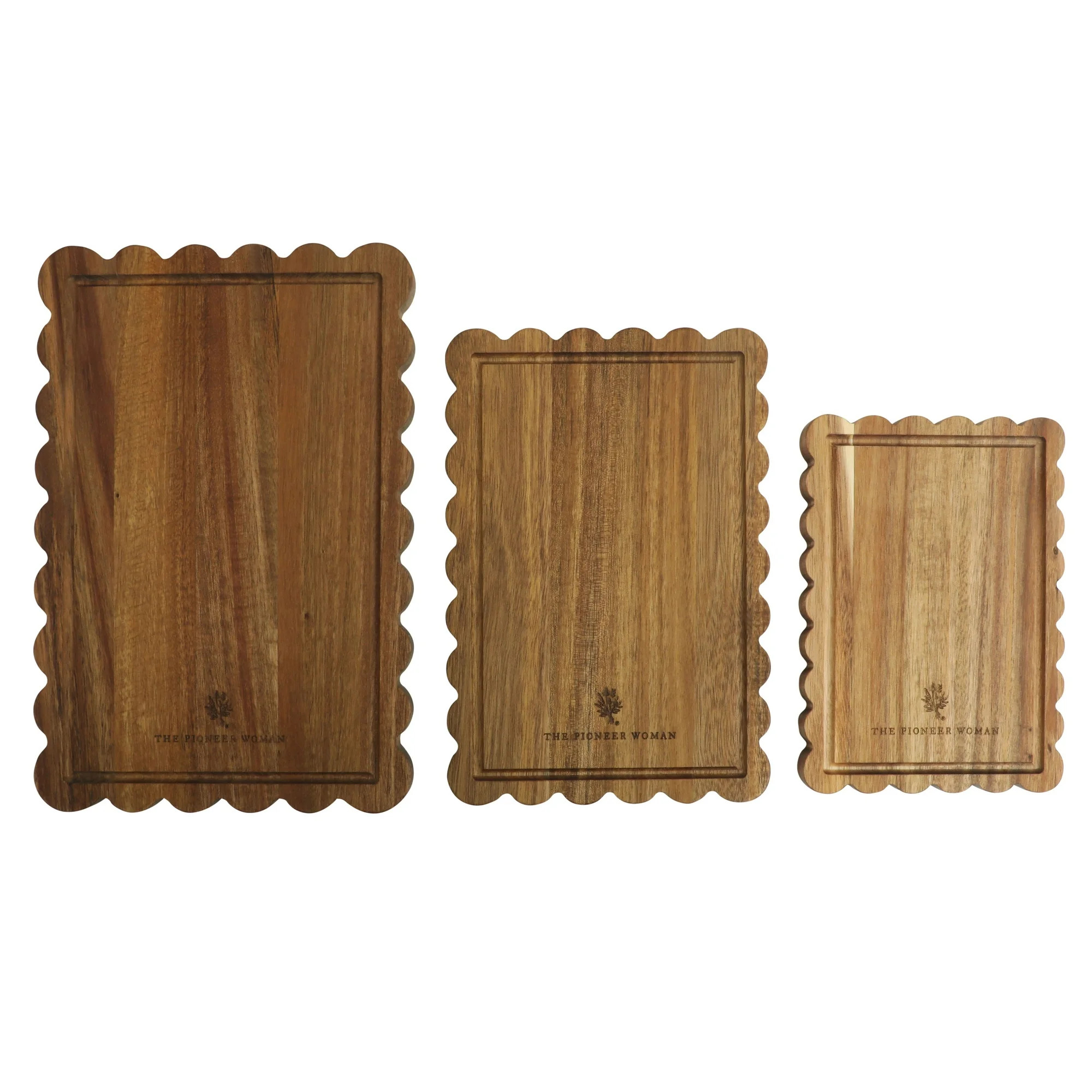 The Pioneer Woman 3-Piece Acacia Wood Scalloped Cutting Boards | Walmart (US)