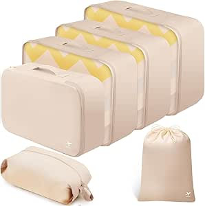 HOTOR Packing Cubes for Suitcases - 6 Pieces, Light Packing Cubes for Travel, Premium Suitcase Or... | Amazon (US)