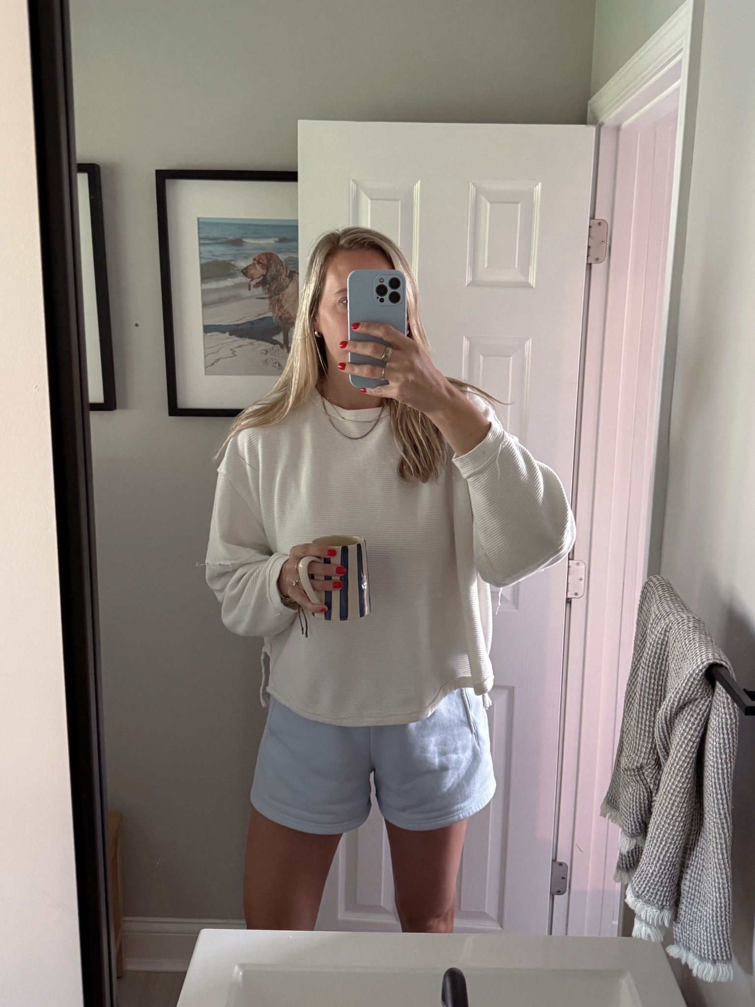 My favorite comfy outfit to throw on in the morning lately — Aerie sweat shorts are so underrated. These are one of my most worn pairs (and part of a set). Blue has been sold out but they just restocked a bunch of colors!

#LTKStyleTip #LTKFindsUnder50